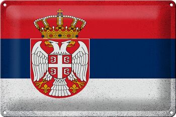 Drapeau en étain de la serbie, 30x20cm, drapeau de la serbie, Vintage 1