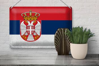 Drapeau en étain de la serbie, 30x20cm, drapeau de la serbie, Vintage 3