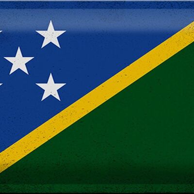 Cartel de chapa Bandera de las Islas Salomón 30x20cm Islas Salomón Vintage