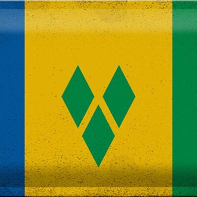 Blechschild Flagge Saint Vincent Grenadinen 30x20cm Vintage