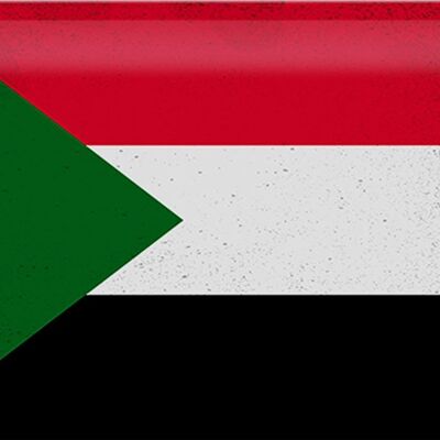 Signe en étain drapeau Soudan 30x20cm drapeau du Soudan Vintage