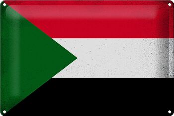 Signe en étain drapeau Soudan 30x20cm drapeau du Soudan Vintage 1