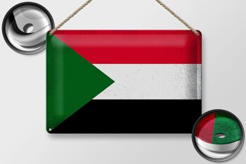 Signe en étain drapeau Soudan 30x20cm drapeau du Soudan Vintage 2