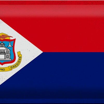 Targa in metallo bandiera Sint Maarten 30x20 cm bandiera vintage
