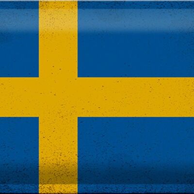 Targa in metallo Bandiera Svezia 30x20 cm Bandiera della Svezia Vintage