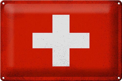 Blechschild Flagge Schweiz 30x20cm Flag Switzerland Vintage