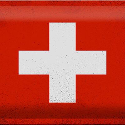 Targa in metallo Bandiera Svizzera 30x20 cm Bandiera Svizzera Vintage