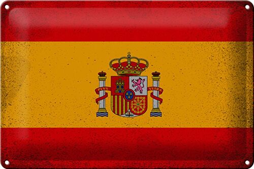 Blechschild Flagge Spanien 30x20cm Flag of Spain Vintage