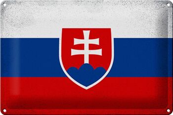 Signe en étain drapeau slovaquie 30x20cm drapeau slovaquie Vintage 1