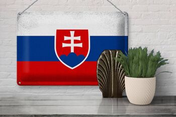 Signe en étain drapeau slovaquie 30x20cm drapeau slovaquie Vintage 3
