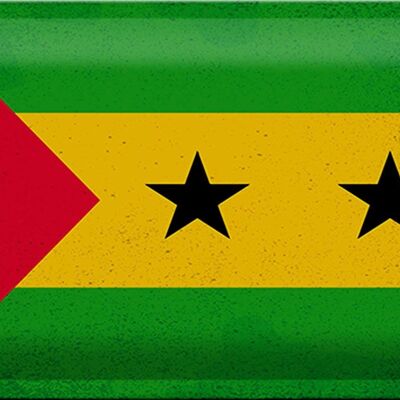 Blechschild Flagge São Tomé und Príncipe 30x20cm Vintage