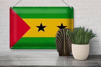 Panneau en tôle drapeau São Tomé et Príncipe 30x20cm vintage 3