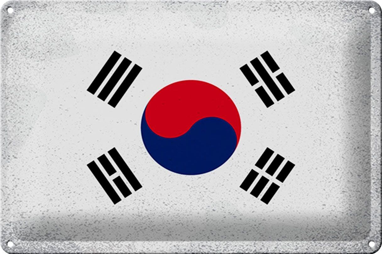 Drapeau en étain de la corée du sud, 30x20cm, Vintage, corée du sud