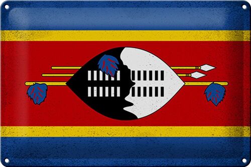 Blechschild Flagge Swasiland 30x20cm Flag Eswatini Vintage