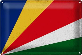 Signe en étain drapeau Seychelles 30x20cm Seychelles Vintage 1