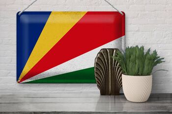 Signe en étain drapeau Seychelles 30x20cm Seychelles Vintage 3