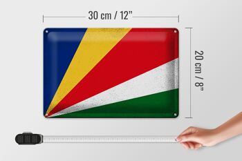 Signe en étain drapeau Seychelles 30x20cm Seychelles Vintage 4
