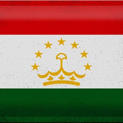 Cartel de chapa con bandera de Tayikistán, 30x20cm, Tayikistán Vintage