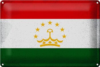 Signe en étain drapeau Tadjikistan 30x20cm Tadjikistan Vintage 1