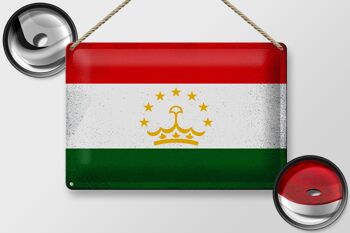 Signe en étain drapeau Tadjikistan 30x20cm Tadjikistan Vintage 2
