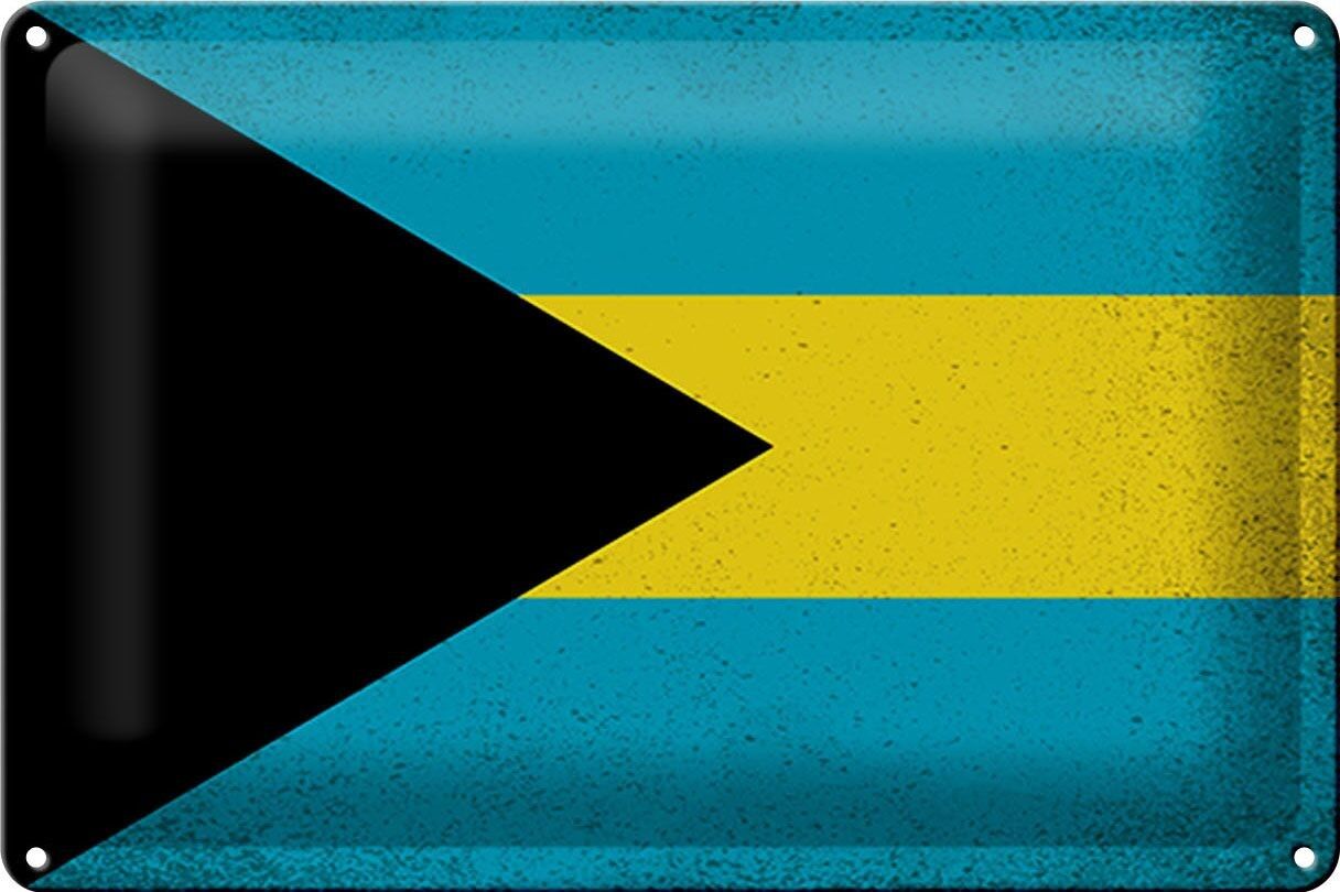 Targa in metallo Bandiera Bahamas 30x20 cm Bandiera delle Bahamas Vintage