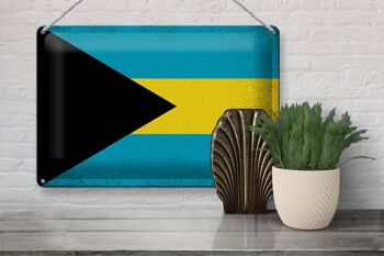 Signe en étain drapeau Bahama 30x20cm drapeau des Bahamas Vintage 3