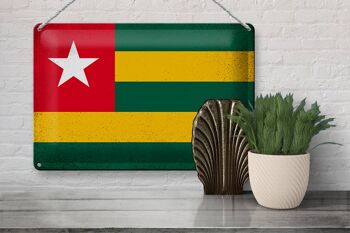 Signe en étain drapeau du togo 30x20cm drapeau du togo vintage 3