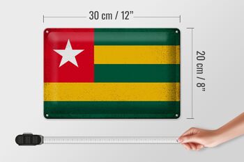 Signe en étain drapeau du togo 30x20cm drapeau du togo vintage 4