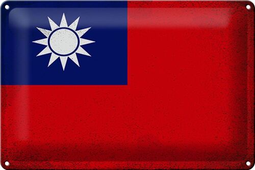 Blechschild Flagge China 30x20cm Flag of Taiwan Vintage