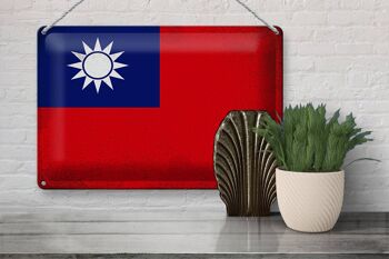 Drapeau en étain de la chine, 30x20cm, drapeau de Taiwan, Vintage 3