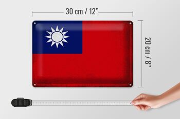 Drapeau en étain de la chine, 30x20cm, drapeau de Taiwan, Vintage 4