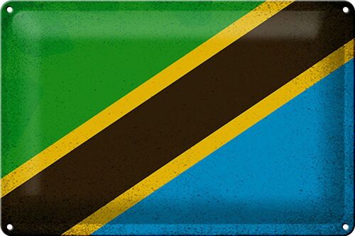 Blechschild Flagge Tansania 30x20cm Flag Tanzania Vintage