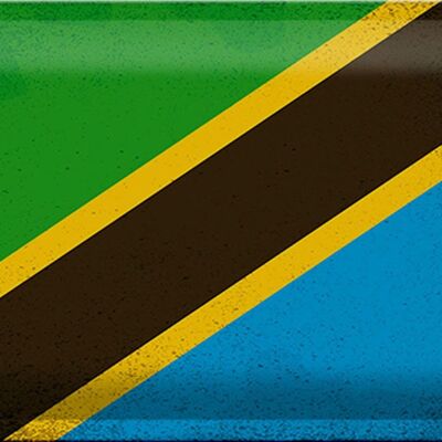 Blechschild Flagge Tansania 30x20cm Flag Tanzania Vintage