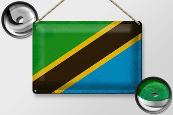 Signe en étain drapeau tanzanie 30x20cm drapeau tanzanie Vintage 2
