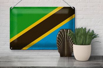 Signe en étain drapeau tanzanie 30x20cm drapeau tanzanie Vintage 3