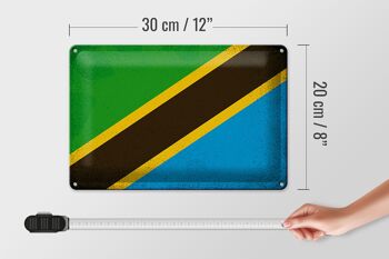 Signe en étain drapeau tanzanie 30x20cm drapeau tanzanie Vintage 4