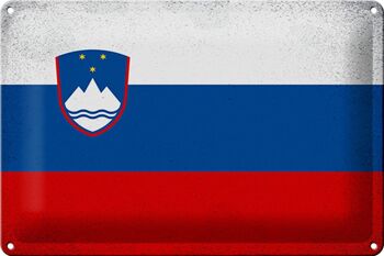 Signe en étain drapeau slovénie 30x20cm drapeau slovénie Vintage 1