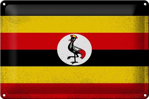 Blechschild Flagge Uganda 30x20cm Flag of Uganda Vintage