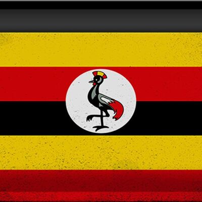 Targa in metallo Bandiera Uganda 30x20 cm Bandiera dell'Uganda Vintage