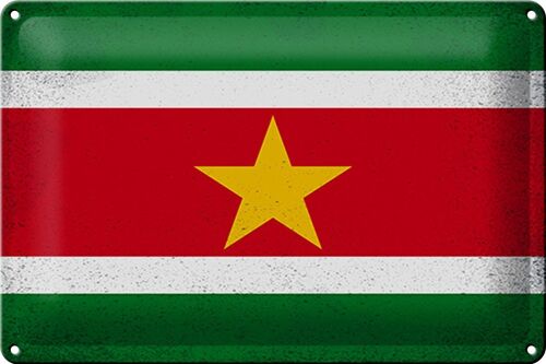 Blechschild Flagge Suriname 30x20cm Flag Suriname Vintage