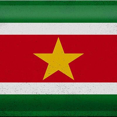 Signe en étain drapeau Suriname 30x20cm drapeau Suriname Vintage