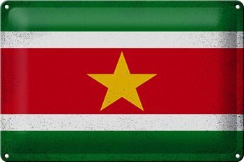 Signe en étain drapeau Suriname 30x20cm drapeau Suriname Vintage 1