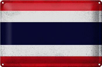 Signe en étain drapeau thaïlande 30x20cm drapeau thaïlande Vintage 1