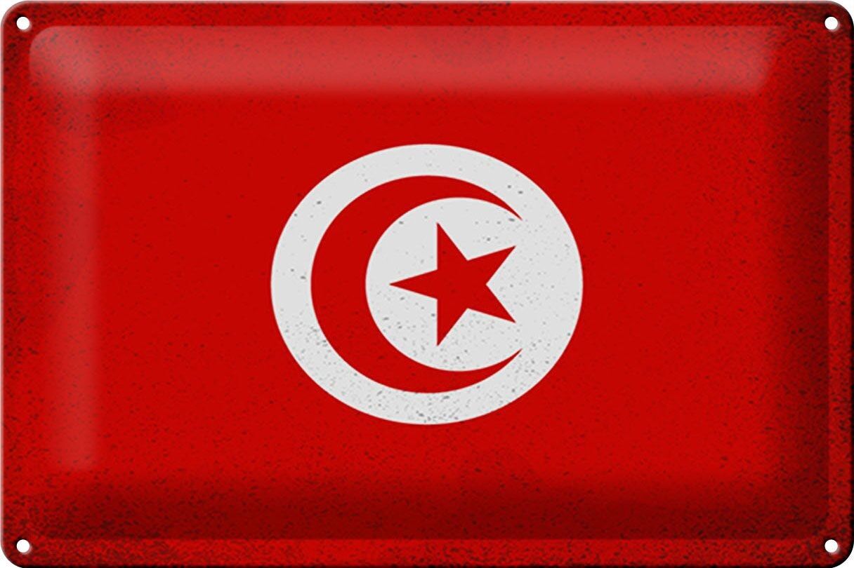 Targa in metallo Bandiera Tunisia 30x20 cm Bandiera della Tunisia Vintage