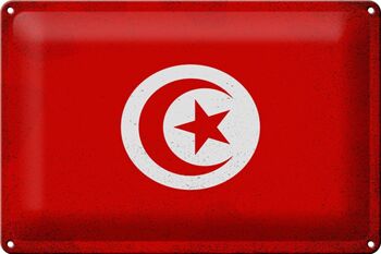 Signe en étain drapeau tunisie 30x20cm drapeau de tunisie Vintage 1