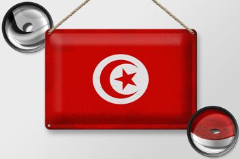 Signe en étain drapeau tunisie 30x20cm drapeau de tunisie Vintage 2