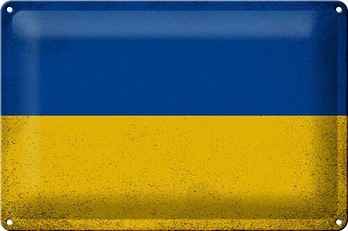 Blechschild Flagge Ukraine 30x20cm Flag of Ukraine Vintage