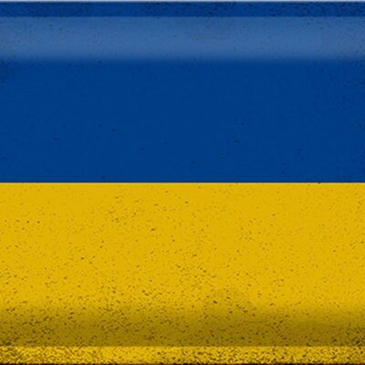 Signe en étain drapeau Ukraine 30x20cm drapeau de l'ukraine Vintage