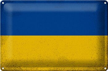 Signe en étain drapeau Ukraine 30x20cm drapeau de l'ukraine Vintage 1