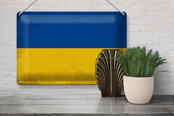 Signe en étain drapeau Ukraine 30x20cm drapeau de l'ukraine Vintage 3